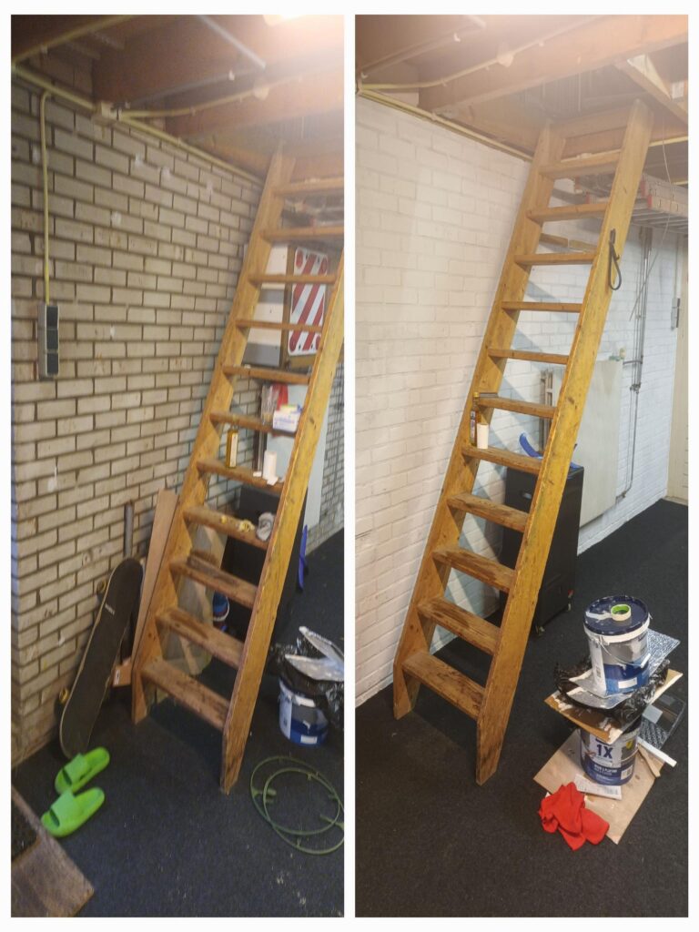 Voor en na, het voorste gedeelte van de schuur